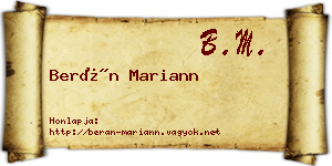 Berán Mariann névjegykártya