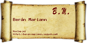Berán Mariann névjegykártya